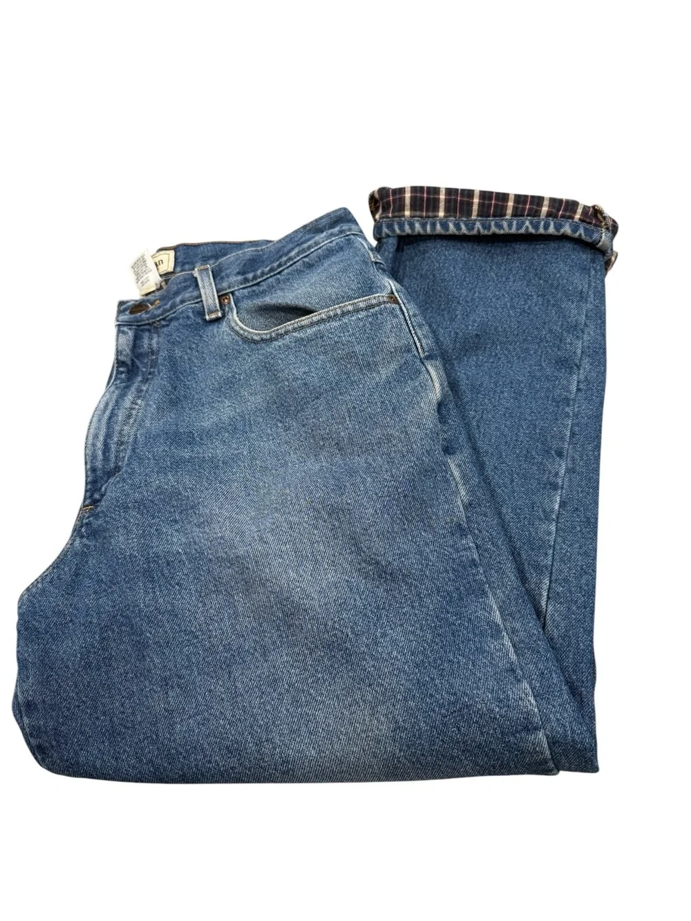 L.L. Bean Flannel Lined Relaxed Fit Denim Light Wash Blue Jeans 34X29.